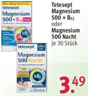 Rossmann Tetesept Magnesium 500 + B12 oder Magnesium 500 Nacht 30 Stück Angebot