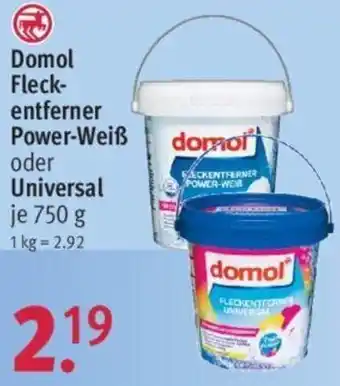 Rossmann Domol Fleckentferner Power Weiß oder Universal 750 g Angebot