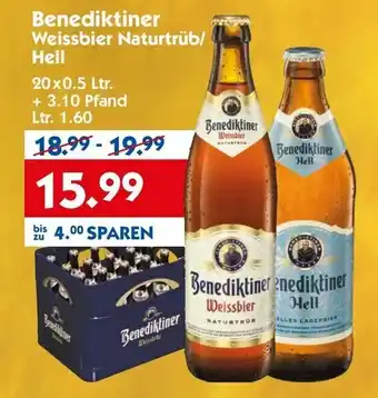 Hol'ab Getränkemarkt Benediktiner Weissbier Naturtrüb/Hell 20x0.5L Angebot