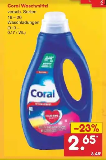 Netto Marken-Discount Coral Waschmittel 16/20 WL Angebot