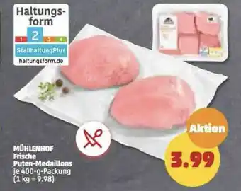 PENNY Mühlenhof Frische Puten Medaillons 400 g Packung Angebot