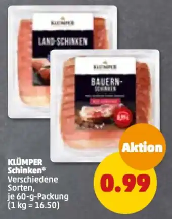 PENNY Klümper Schinken 60 g Packung Angebot