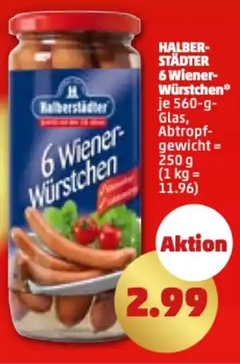 PENNY Halberstädter 6 Wiener Würstchen 560 g Glas Angebot