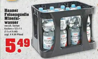 trinkgut Haaner Felsenquelle Mineralwasser 12x1L Angebot