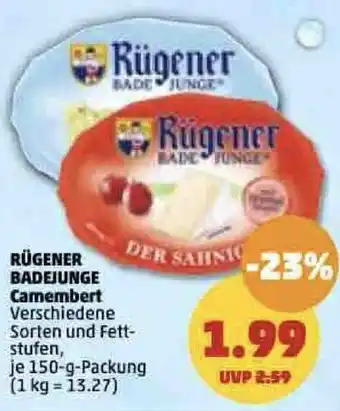 PENNY Rügener Badejunge Camembert 150 g Packung Angebot