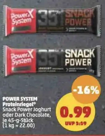 PENNY Power System Proteinriegel 45 g Stück Angebot