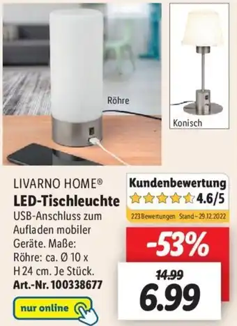 Lidl Livarno Home LED Tischleuchte Angebot