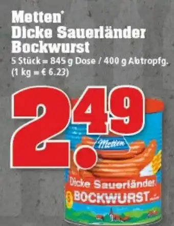 trinkgut Metten Dicke Sauerländer Bockwurst 845g/400g Angebot