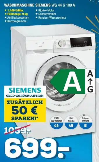 Holzleitner Siemens Waschmaschine WG 44 G 109 A Angebot