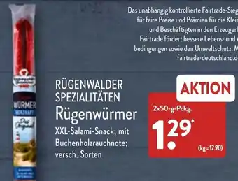 Aldi Nord Rügenwalder Spezialitäten Rügenwürmer 2x50 g Pckg. Angebot