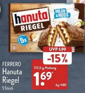 Aldi Nord Ferrero Hanuta Riegel 172,5 g Packung Angebot