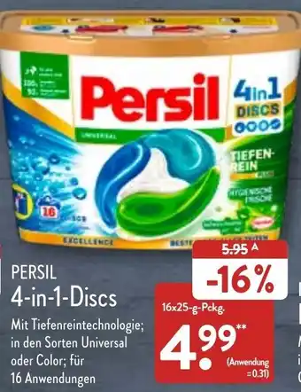 Aldi Nord Persil 4in1 Discs 16x25 g Pckg. Angebot