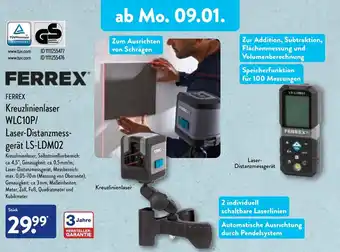 Aldi Nord Ferrex Kreuzlinienlaser WLC10P/Laser Distanzmessgerät LS-LDM02 Angebot