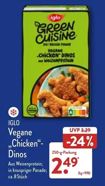 Aldi Nord Iglo Vegane,,Chicken''-Dinos 250 g Packung Angebot