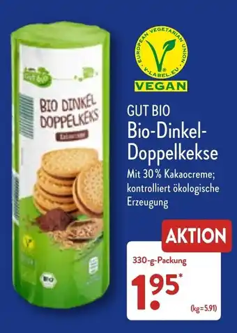 Aldi Nord Gut Bio Bio-Dinkel Doppelkekse 330 g Packung Angebot