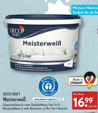 Aldi Nord Deco Craft Meisterweiẞ 10 L Eimer Angebot