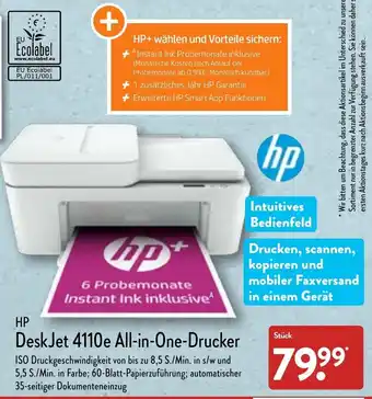 Aldi Nord Hp DeskJet 4110e All in One Drucker Angebot