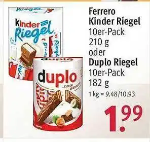 Rossmann Ferrero kinder riegel oder duplo riegel Angebot