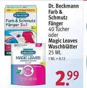 Rossmann Dr. beckmann farb & schmutz fänger oder magic leaves waschblätter Angebot