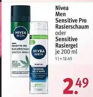 Rossmann Nivea men sensitive pro rasierschaum oder rasiergel Angebot