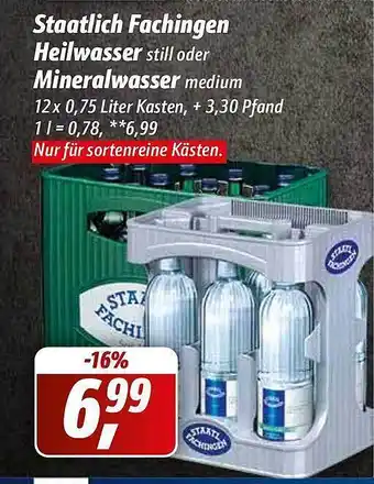 Simmel Staatlich fachingen heilwasser oder mineralwasser Angebot