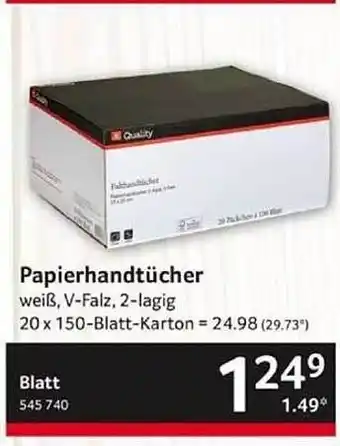 Selgros Quality papierhandtücher Angebot