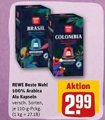 REWE Kaufpark Rewe beste wahl 100% arabica alu kapseln Angebot