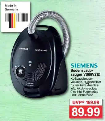 Famila Nord West Siemens Bodenstaubsauger VS06V212 Angebot