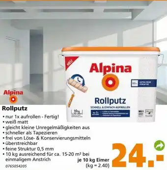 Globus Baumarkt Alpina Rollputz 10 kg Eimer Angebot