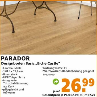 Globus Baumarkt Parador Designboden Basic ,,Eiche Castle" Angebot