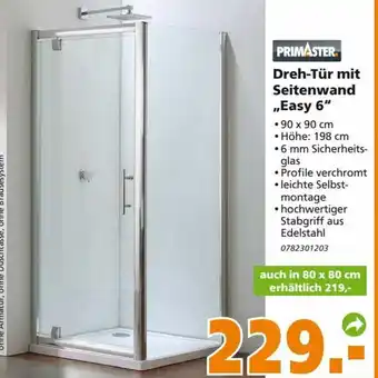 Globus Baumarkt Primaster Dreh Tür mit Seitenwand ,,Easy 6" Angebot