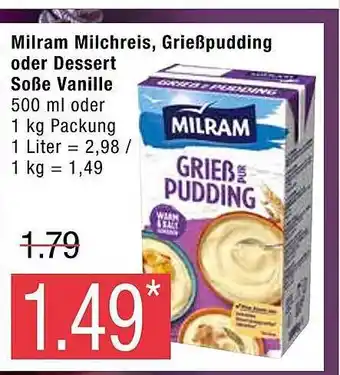 Marktkauf Milram milchreis, grießpudding oder dessert soße vanille Angebot