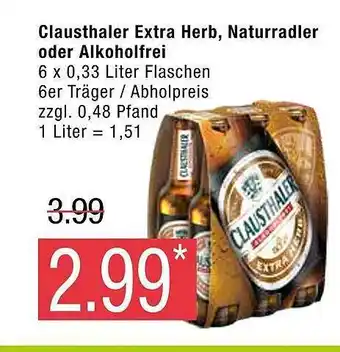 Marktkauf Clausthaler extra herb, naturradler oder alkoholfrei Angebot