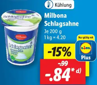 Lidl Milbona Schlagsahne 200 g Angebot