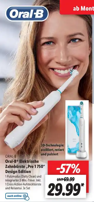 Lidl Oral-B Elektrische Zahnbürste Pro 1750 Design Edition Angebot