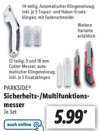 Lidl Parkside Sicherheits/Multifunktionsmesser Angebot