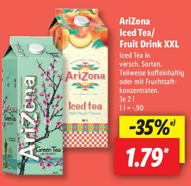AriZona Iced Tea/Fruit Drink XXL 2 L Angebot bei Lidl