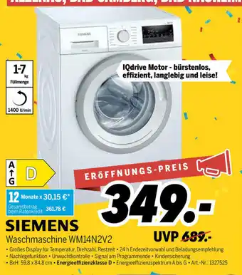 MEDIMAX Siemens Waschmaschine WM14N2V2 Angebot