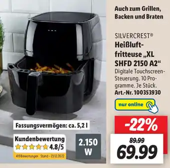 Lidl Silvercrest Heißluftfritteuse XL SHFD 2150 A2 Angebot