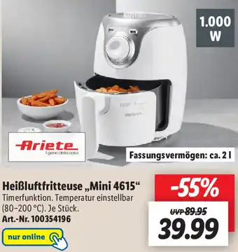 Lidl Ariete Heißluftfritteuse Mini 4615 Angebot