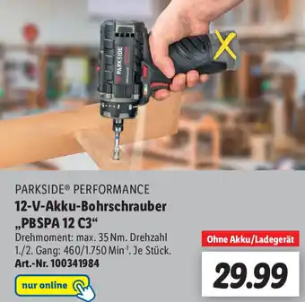 Lidl Parkside Performance 20 V Akku Bohrschrauber ,,PBSPA 12 C3" Angebot