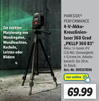 Lidl Parkside Performance 4 V Akku Kreuzlinienlaser 360 Grad ,,PKLLP 360 B3" Angebot