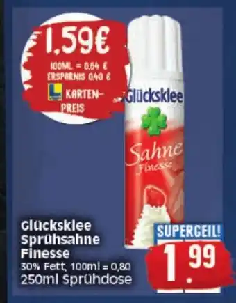 Edeka Glücksklee Sprühsahne Finesse 250ml Angebot