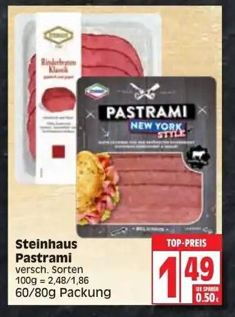 Edeka Steinhaus Pastrami 60/80g Angebot