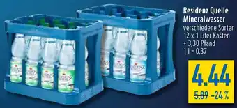 diska Residenz Quelle Mineralwasser 12x1 Liter Kasten Angebot