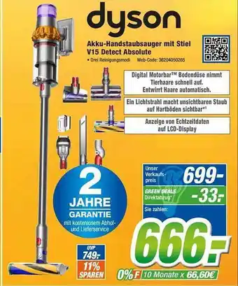 Expert Klein Dyson akku-handstanbsauger mit stiel v15 detect absolute Angebot