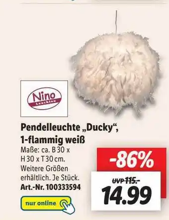 Lidl Pendelleuchte „ducky” 1-flammig weiß Angebot