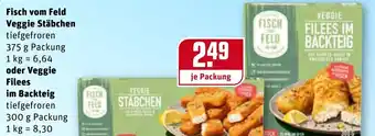 REWE Fisch vom Feld Veggie Stäbchen 375g oder Veggie Filees im Backteig 300g Angebot