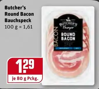 REWE Butcher's Round Bacon Bauchspeck 80g Angebot