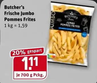 REWE Butcher's Frische Jumbo Pommes Frites 700g Angebot